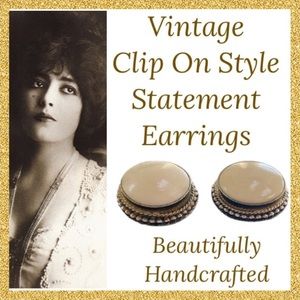Vintage Clip On Earrings Antique Silver Vintage Jewelry 1900s Era Vintage Button